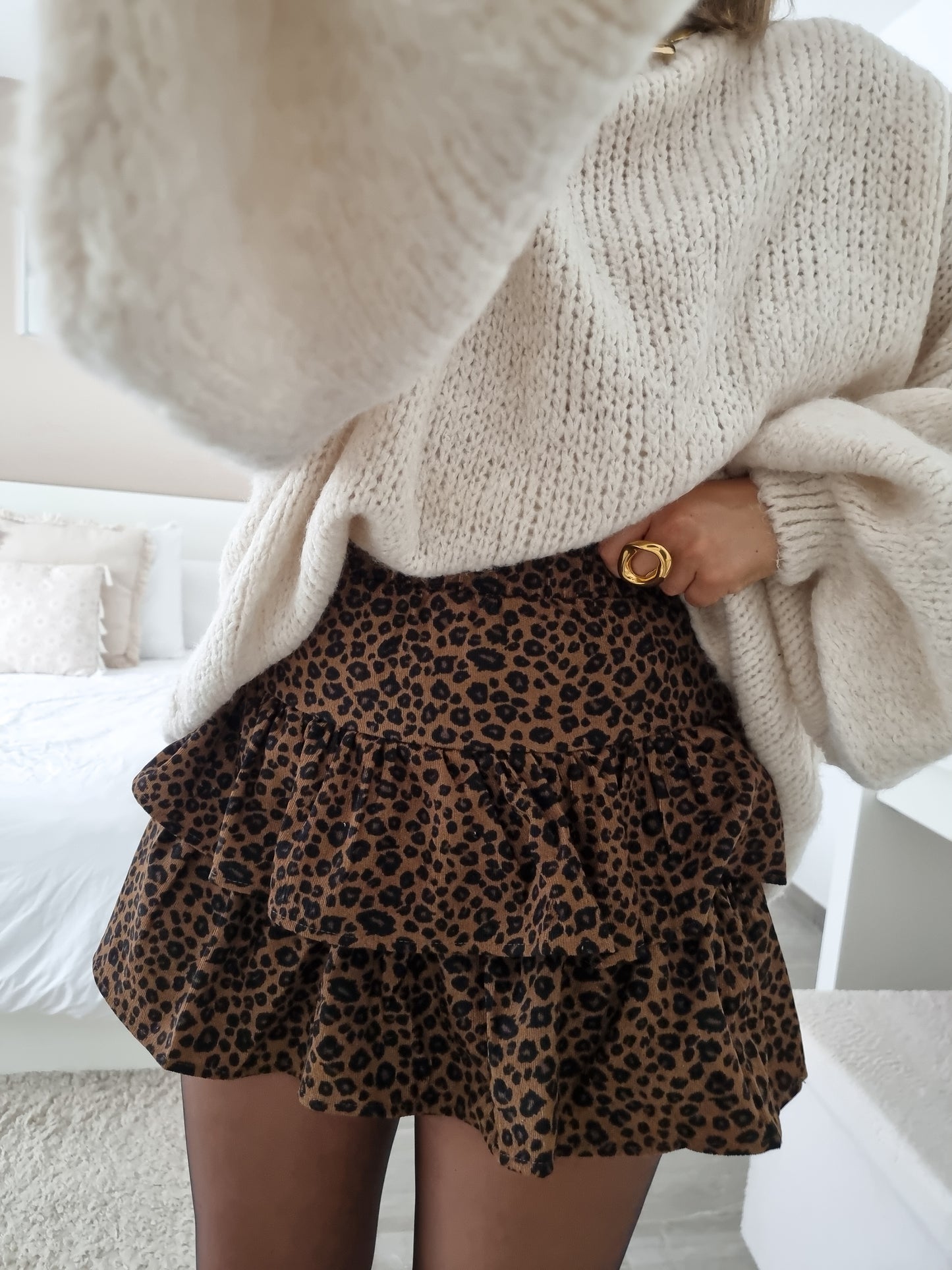 Leopard corduroy skirt/shorts