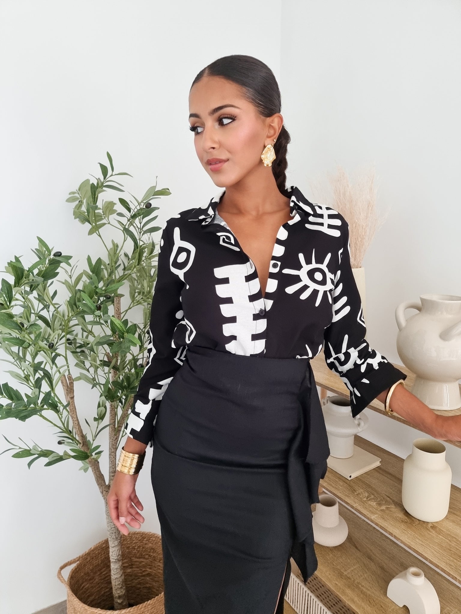 Chemise lin imprimée