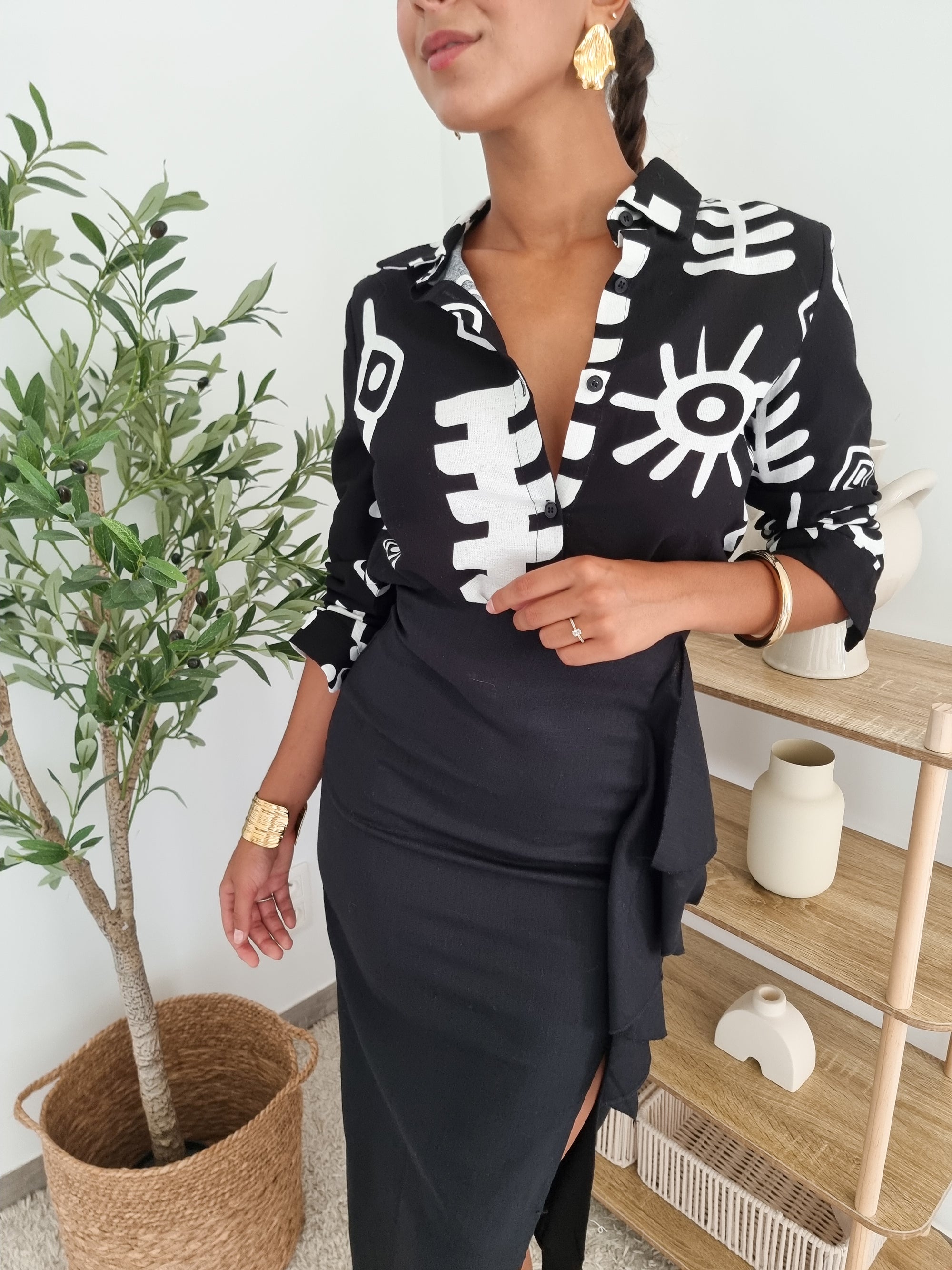 Chemise lin imprimée