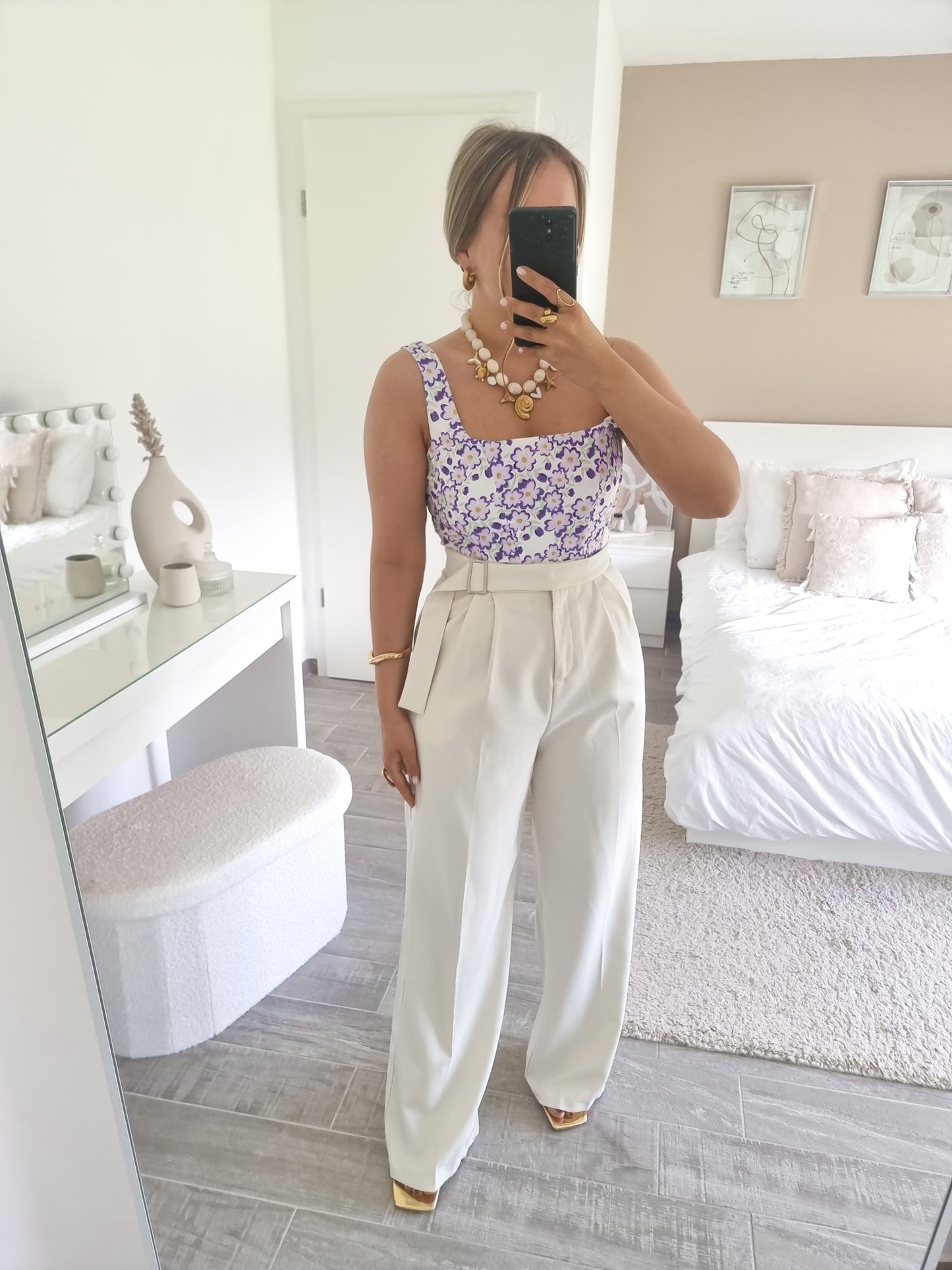 Pantalon taille haute ceinture