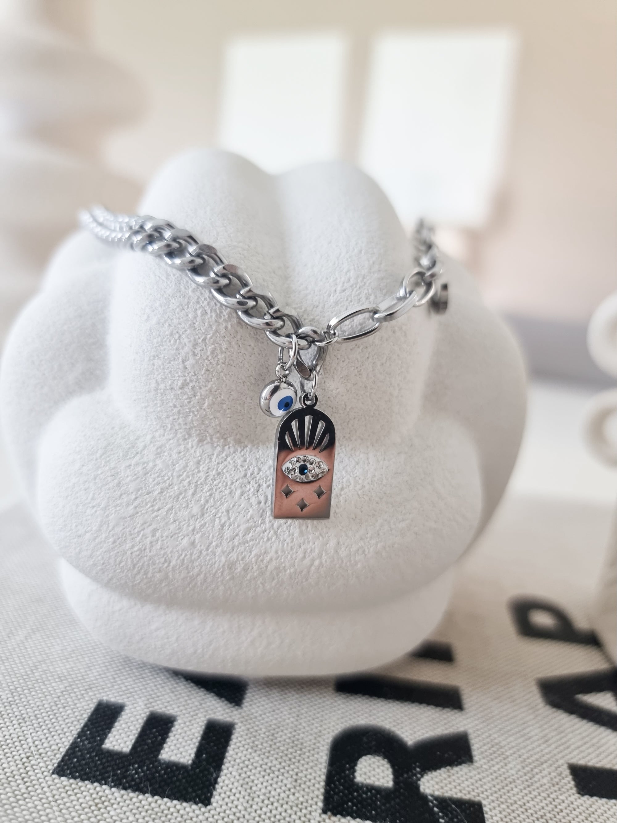 Eye plate necklace