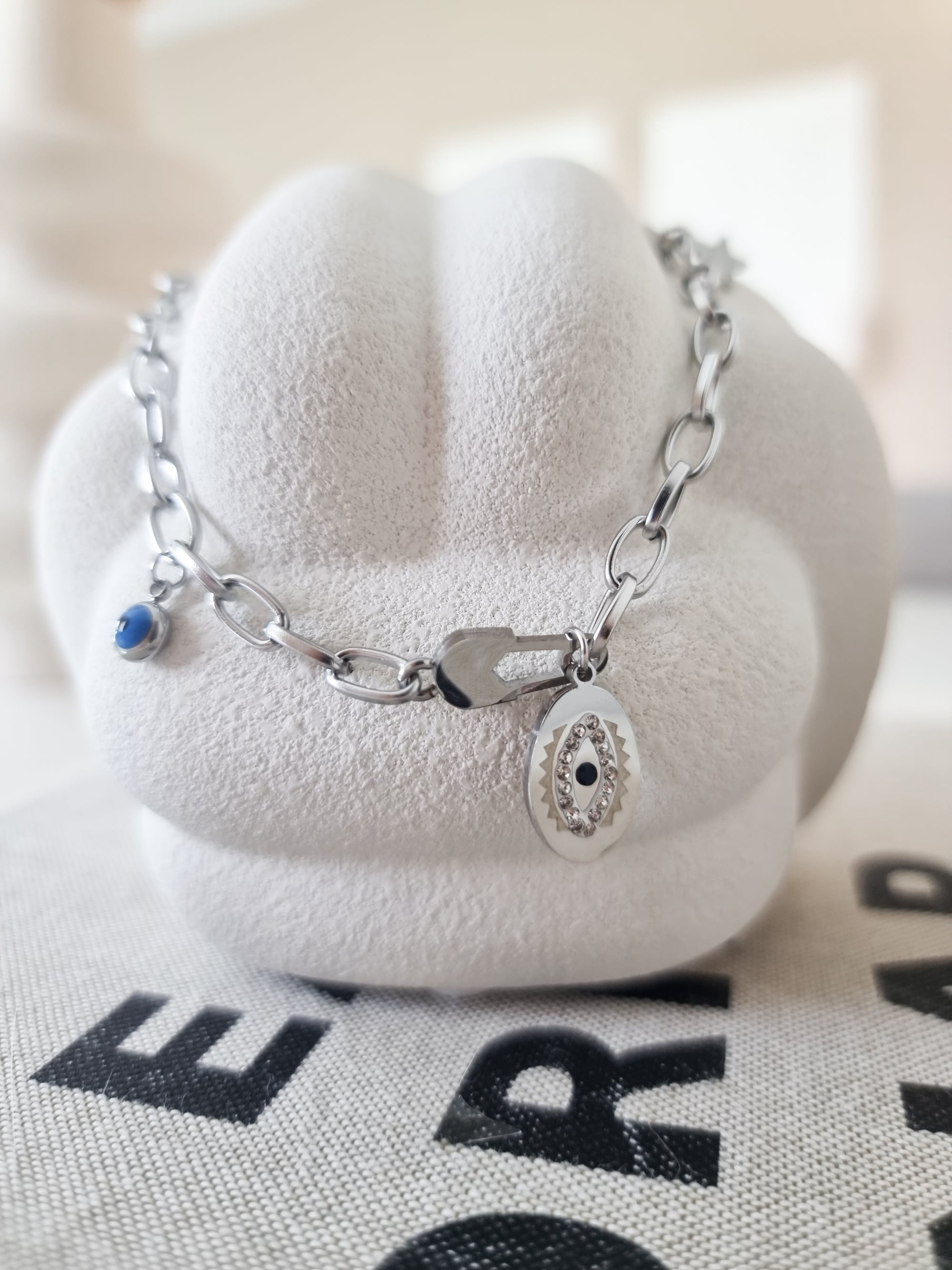 Eye pin necklace