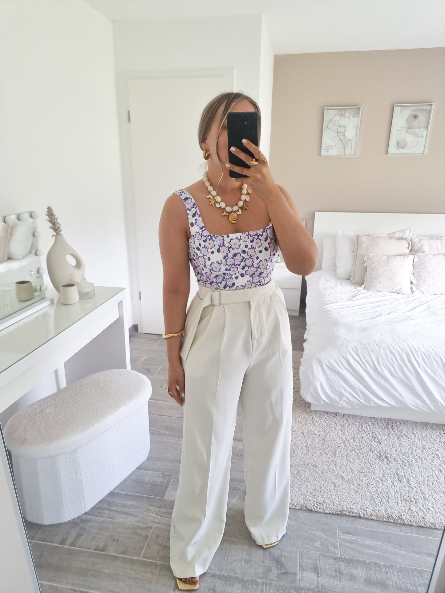 Pantalon taille haute ceinture