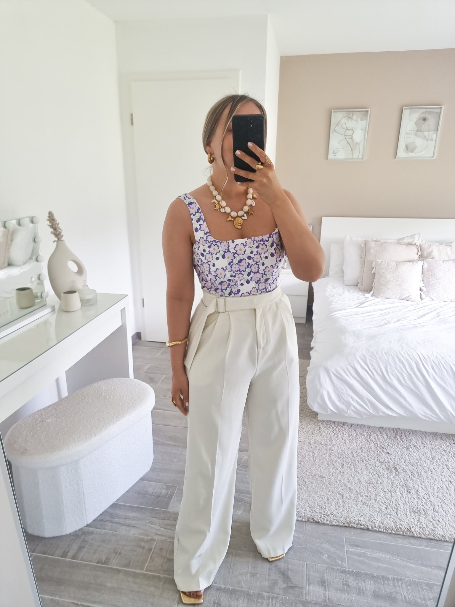 Pantalon taille haute ceinture