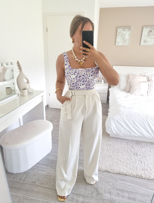 Pantalon taille haute ceinture
