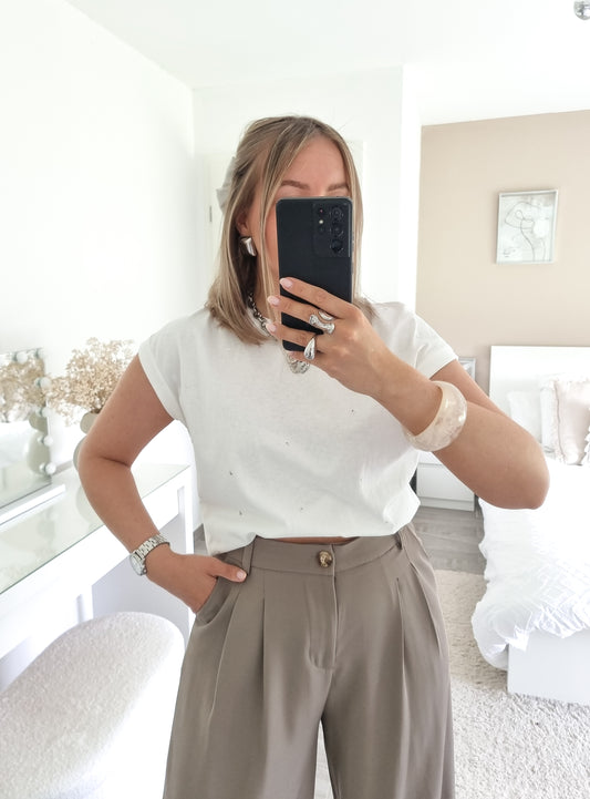 T-shirt sequins argent