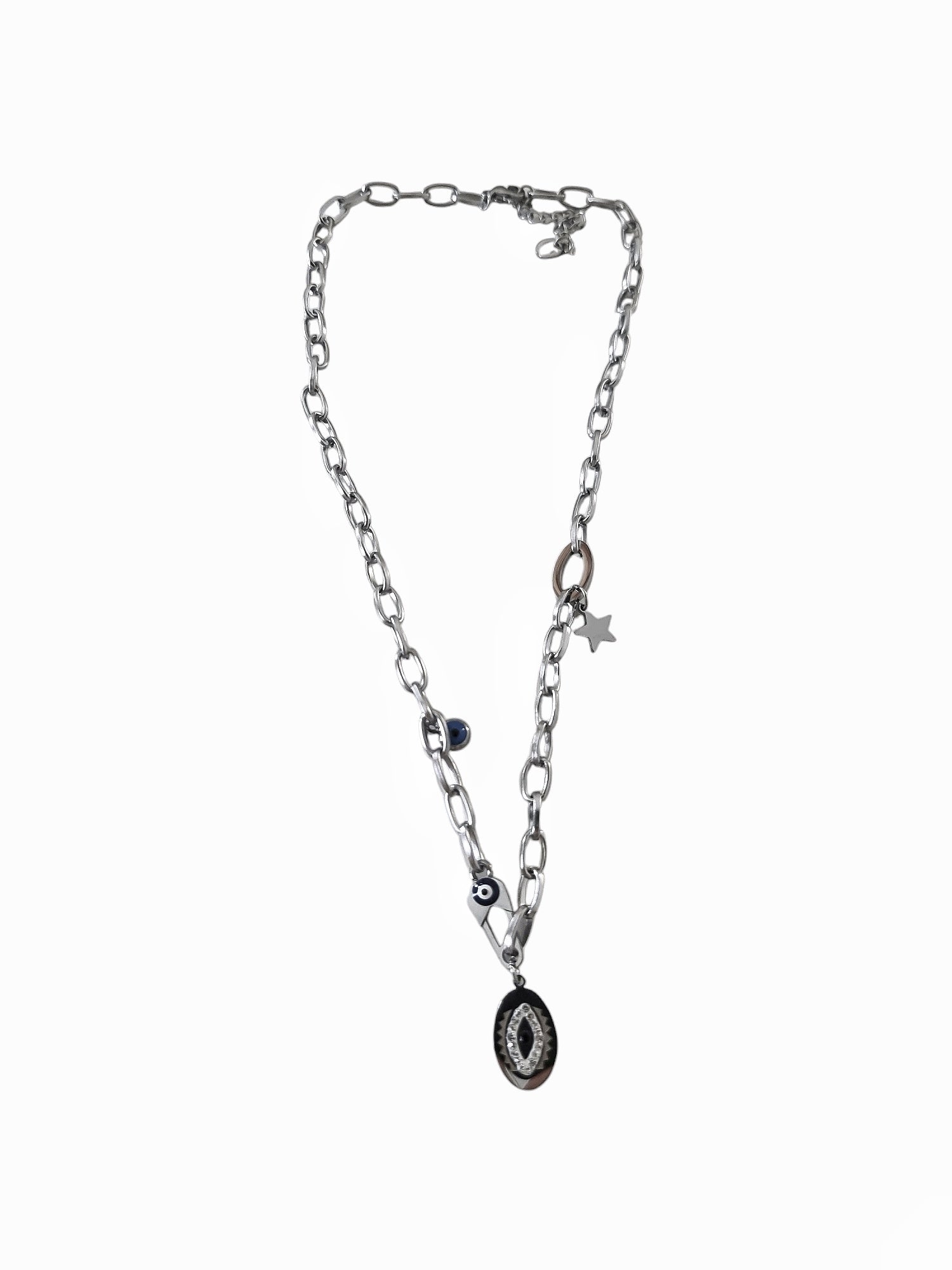 Eye pin necklace